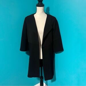 H&M 10 Solid Black Open Front Textured Knit Jacket Short Sleeve